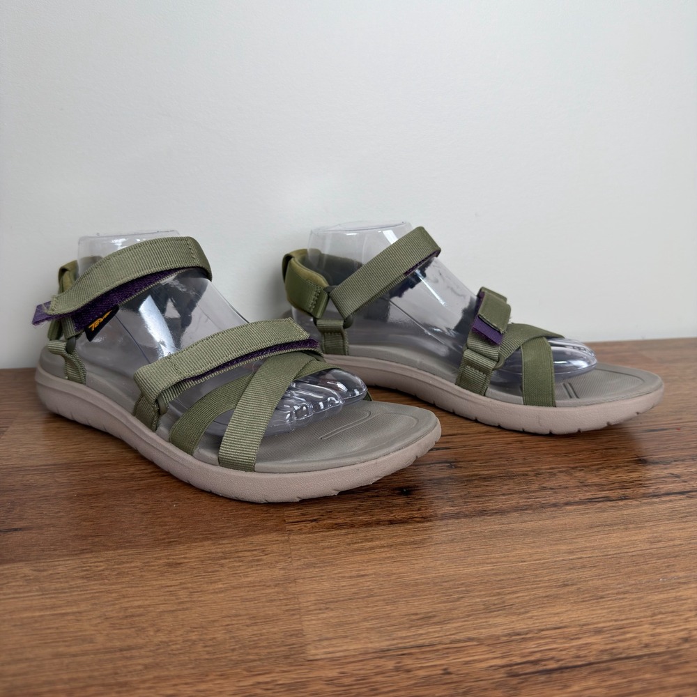 Teva Sandals Olive Green Purple Strappy Sport Hiking Outdoor Women Size 10